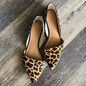 J Crew Leopard Pointed Toe Calf Hair Flats